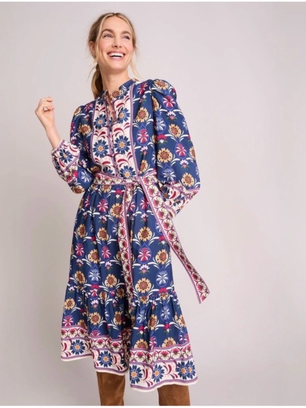 UNTUCKit Flora Folkloric Floral Midi Dress Medium 8 - Picture 2 of 8